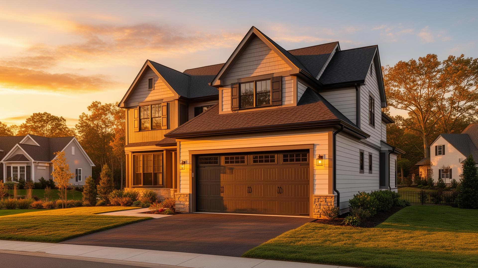 Modern home with premium garage door